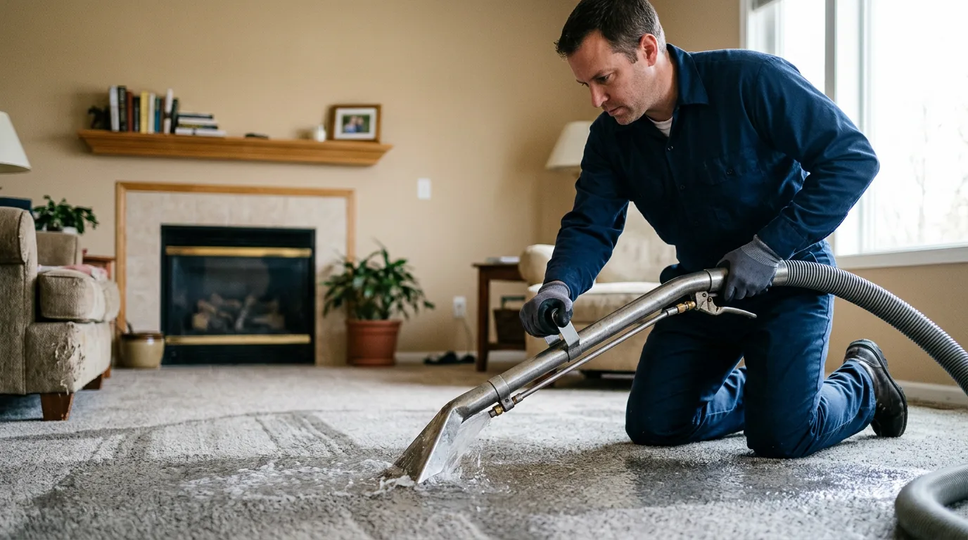 Water damage restoration technician working near La Salle, CO